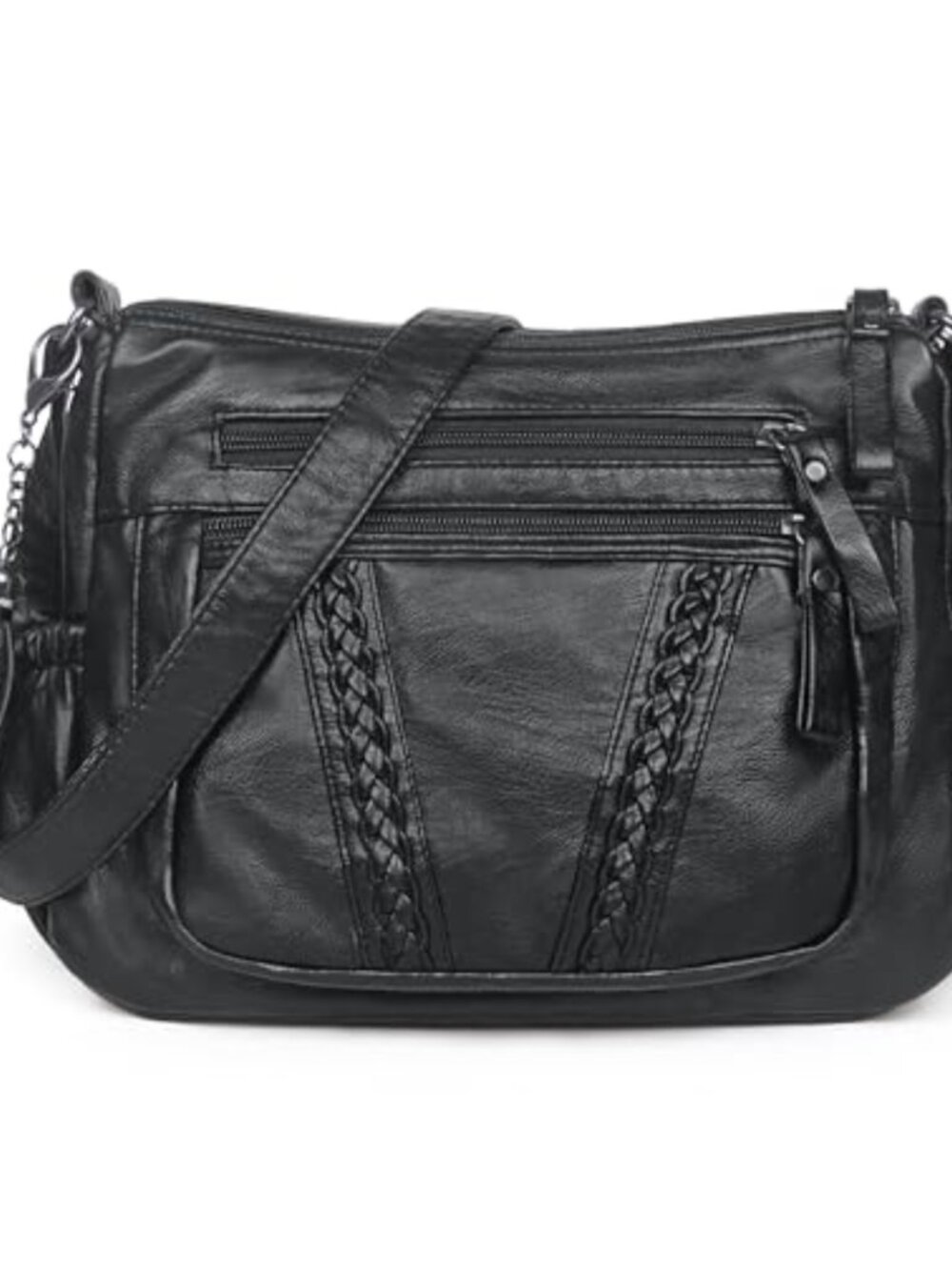 Women's PU Leather Crossbody Bag with Tassel Adjustable Strap